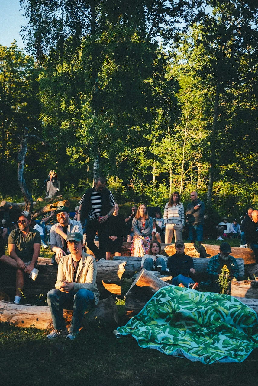 Mingelfoto på publik i skymningen från folk-från-skogen sommaren 2024